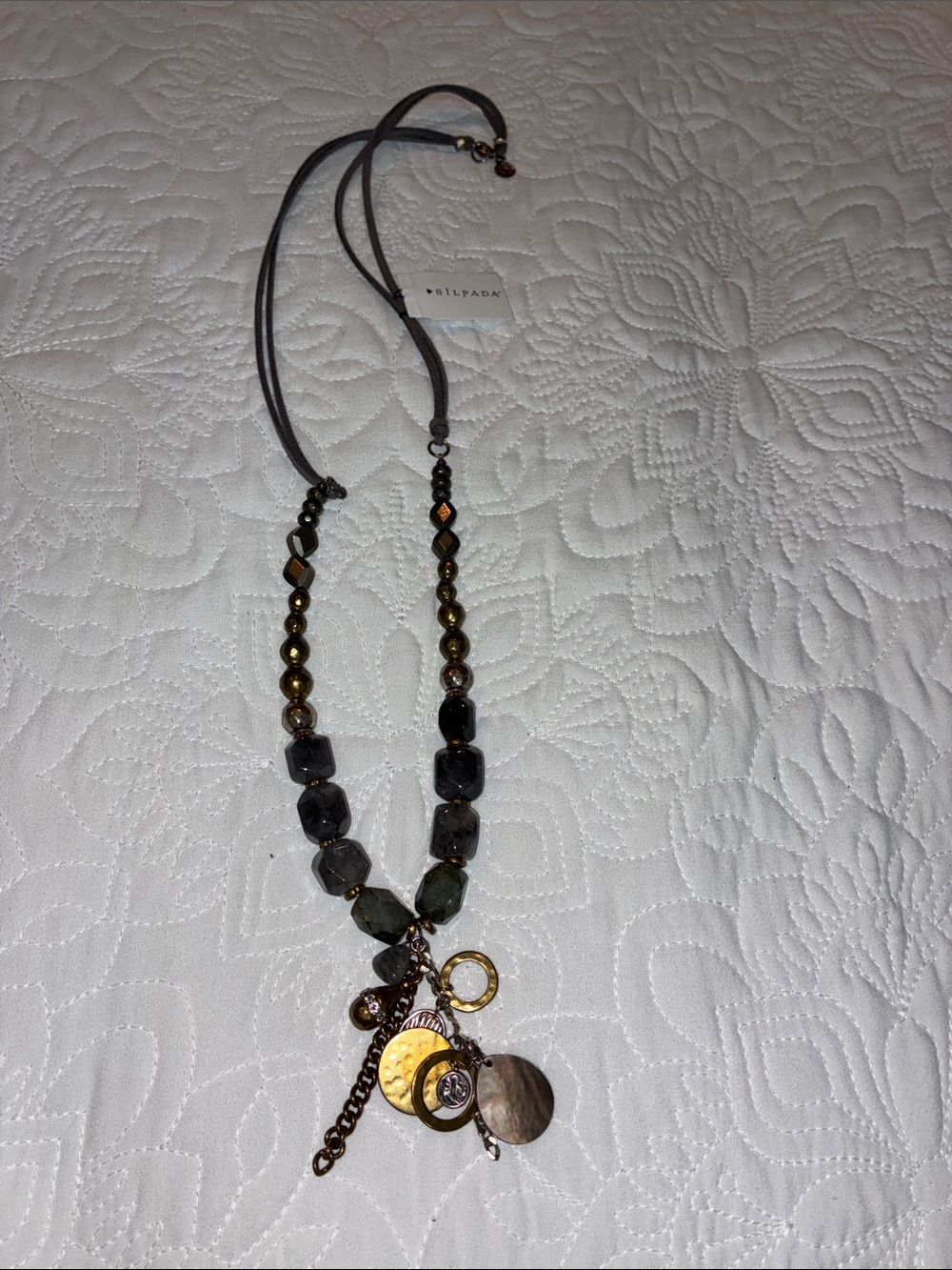 NWT Silpada Green and Brown Beaded Charm Necklace